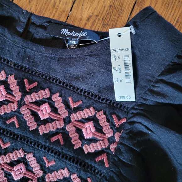 Madewell Embroidered Ruffle Shoulder Tank - Sz XXL - NWT - Picture 4 of 8
